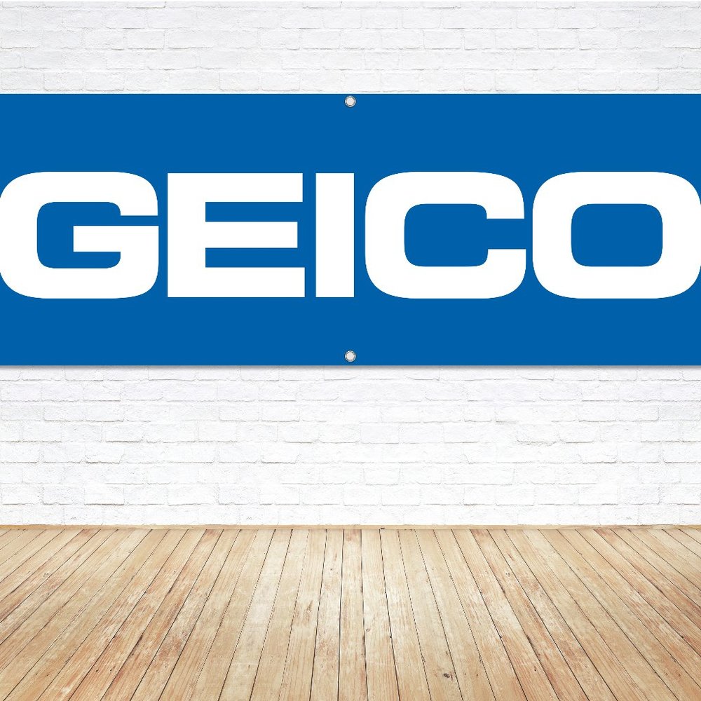 GEICO Insurance Logo Vinyl Banner 5ft. Sign Office Broker Kiosk Canopy Display